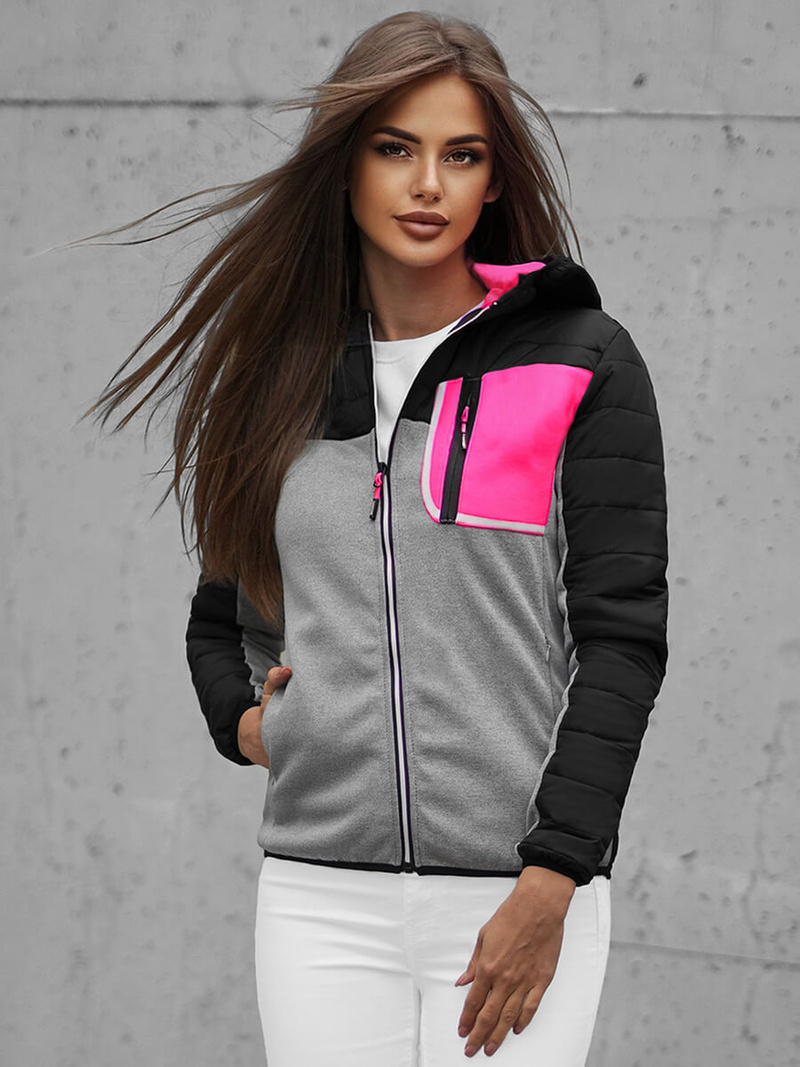 Kurtka damska czarno-szara OZONEE JS/KSW4006Z