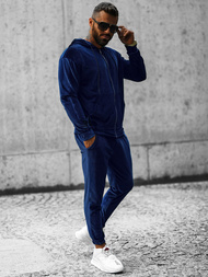 Komplet dresowy męski welurowy granatowy OZONEE O/D8160/9157