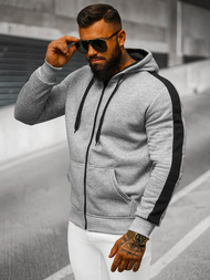 Bluza męska z kapturem rozpinana szara OZONEE JS/8B1335/2