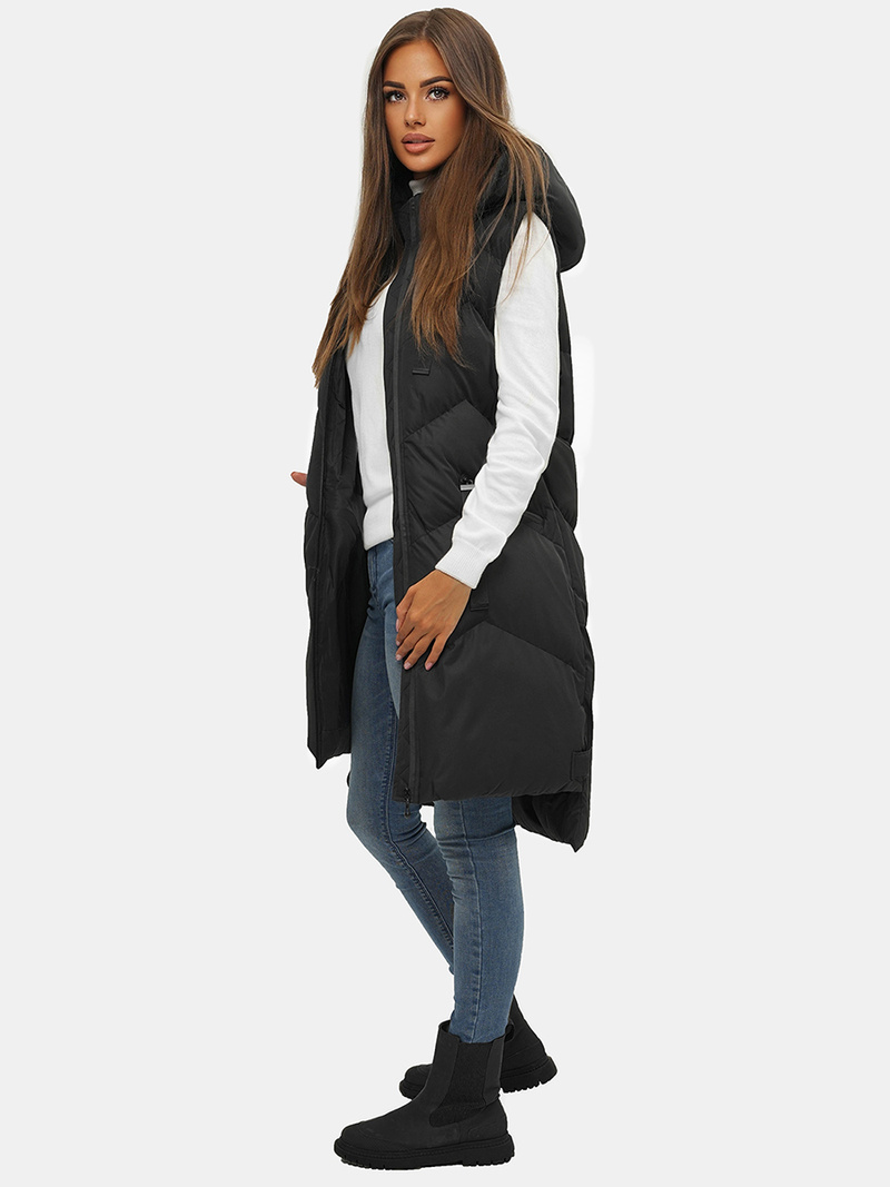 Стьобаний жіночий жилет чорний OZONEE JS/M788/392