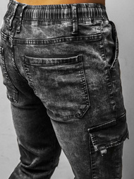 Spodnie jeansowe joggery męskie czarne OZONEE DR/TF128