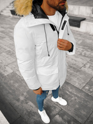 Kurtka zimowa męska parka z futerkiem biała OZONEE JB/JP1173/6Z