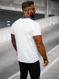 T-shirt męski ze stójka biały OZONEE O/T216/2