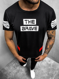 T-Shirt męski z nadrukiem czarny OZONEE JS/KS2325Z