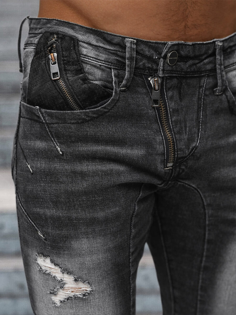 Spodnie jeansowe męskie slim fit czarne OZONEE NB/MP0045N