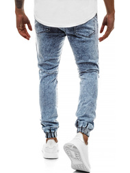 Spodnie jeans jogger męskie jasno-niebieskie OZONEE G/1067