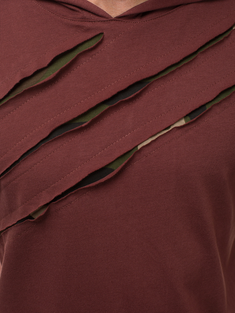 T-Shirt z kapturem męski bordowy OZONEE A/1185Z