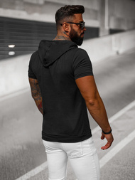 T-shirt męski z kapturem czarny OZONEE JS/8T955/3