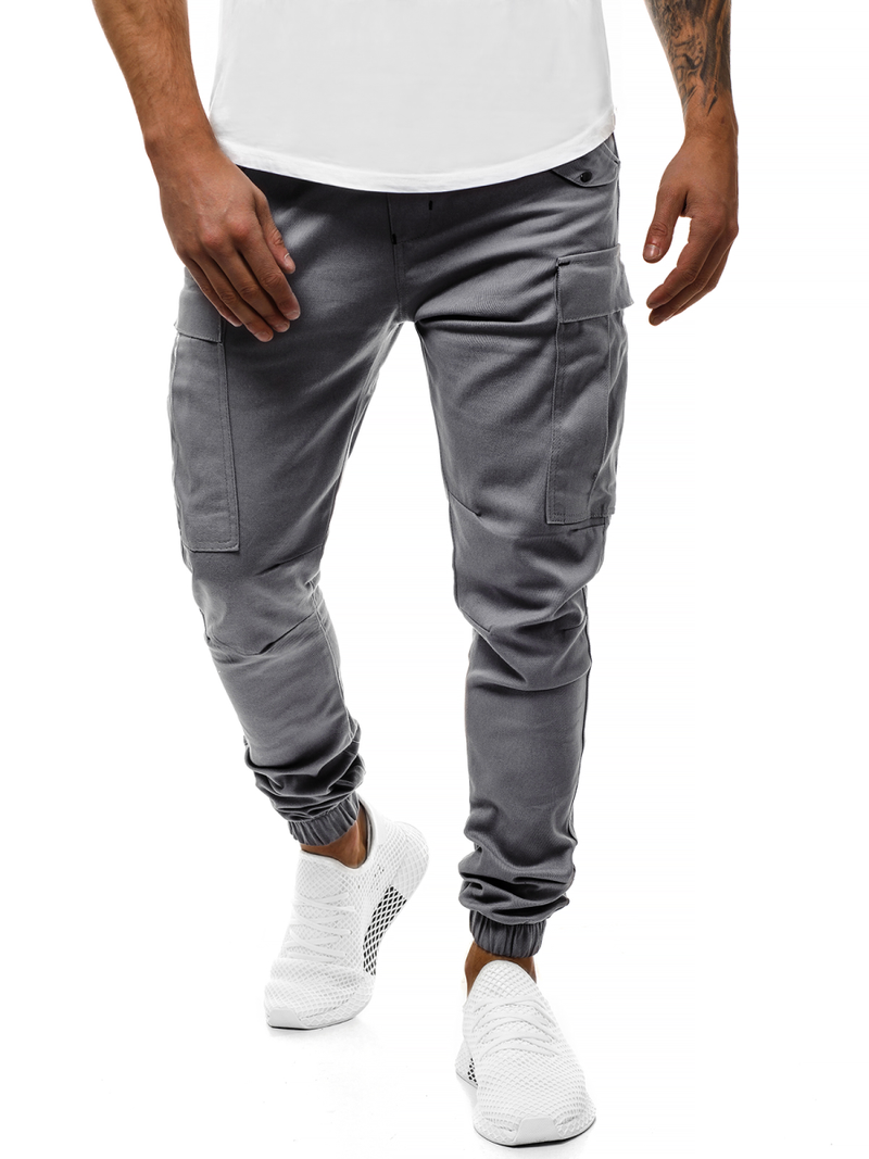 Spodnie męskie chino joggery szare OZONEE A/1005
