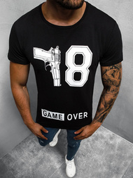 T-Shirt męski z nadrukiem czarny OZONEE O/1174Z 