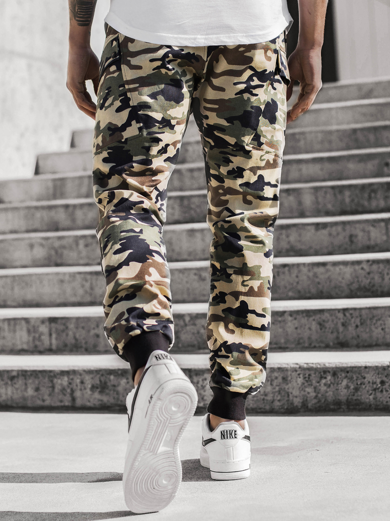 Spodnie męskie chino joggery moro-beżowe OZONEE O/11103