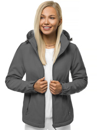 Kurtka softshell damska z kapturem grafitowa OZONEE JS/HH018/2