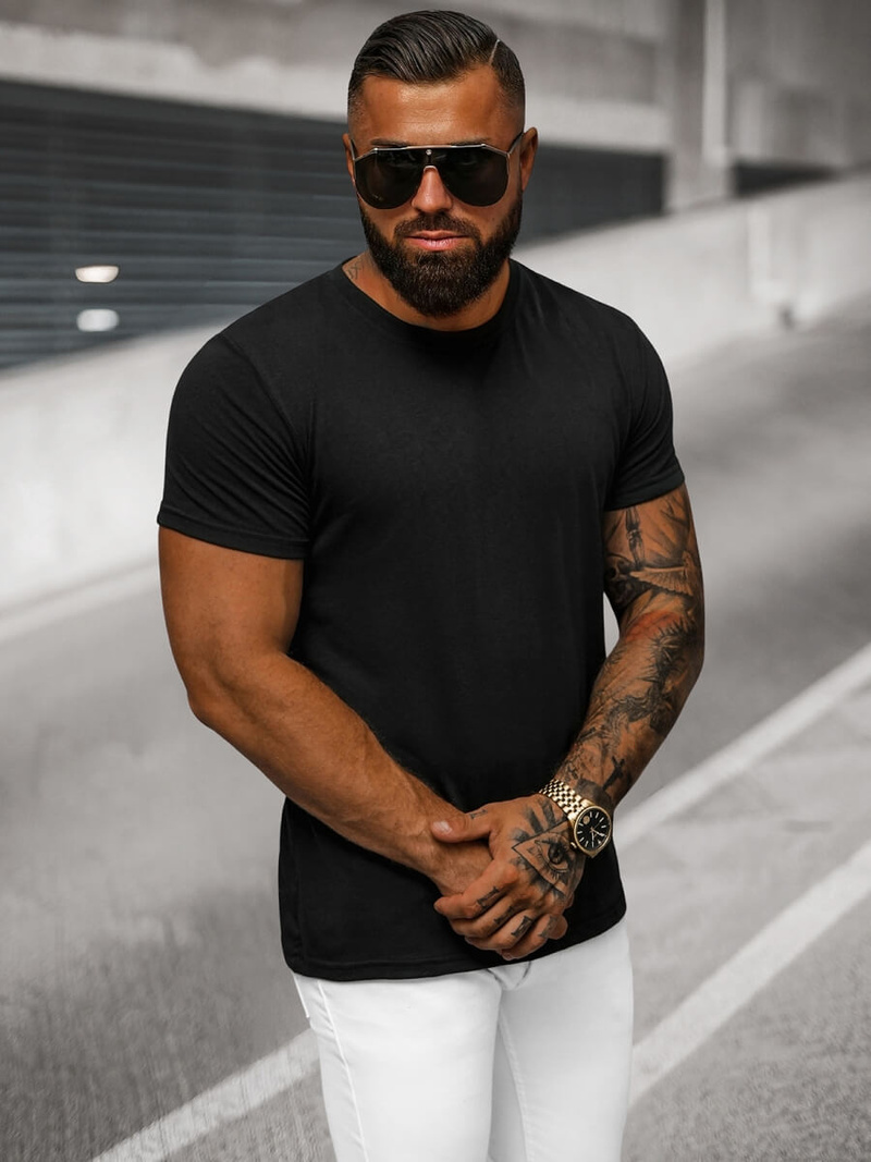 T-shirt męski czarny OZONEE O/T1277/3