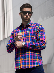 Koszula męska w kratę kolorowa OZONEE O/3011/08