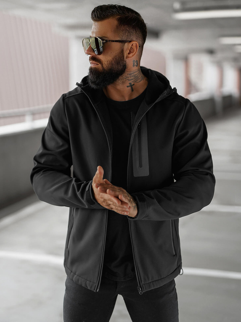 Куртка софтшелл чоловіча чорна OZONEE JS/27B6513/3Z