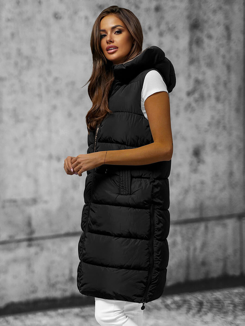 Стьобаний жіночий жилет чорно-золотава OZONEE O/H1121/99Z