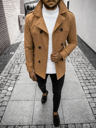 Płaszcz męski z pagonami jasno-camelowy OZONEE O/5627