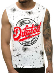 T-Shirt męski bez rękawów biały OZONEE JS/KS2086