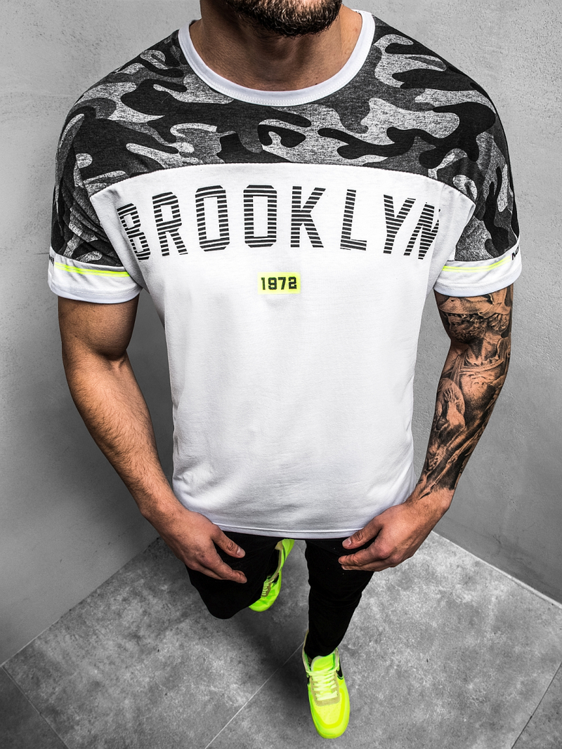 T-Shirt męski biały OZONEE JS/SS10977Z