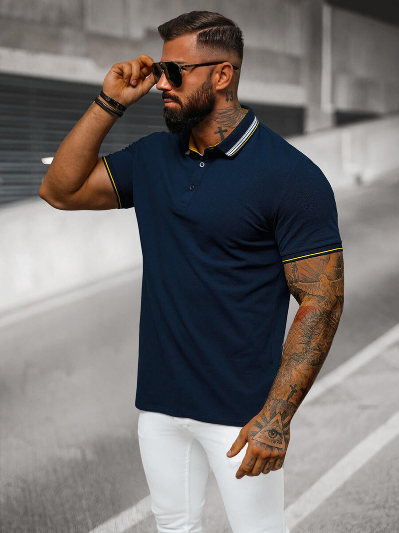 Koszulka męska polo granatowa OZONEE O/DA729