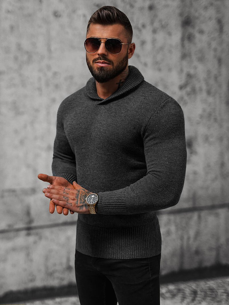 Sweter męski grafitowy OZONEE NB/MM6018/3Z