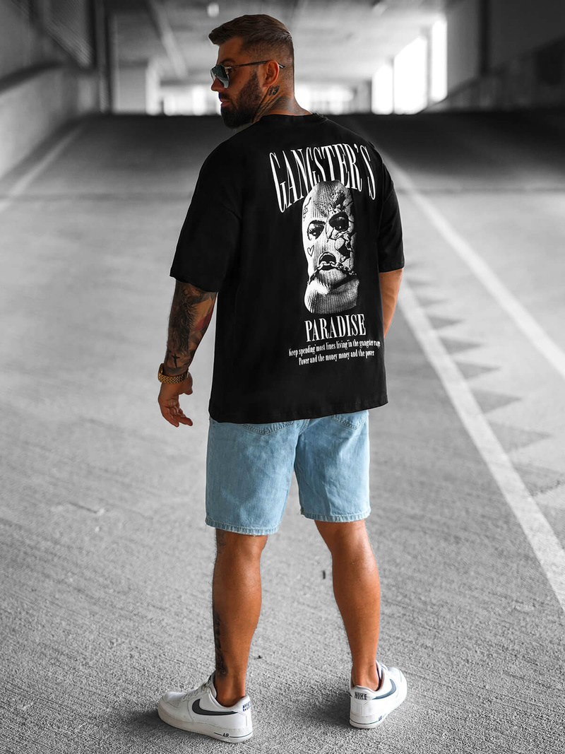 T-shirt męski oversize czarny OZONEE O/3433