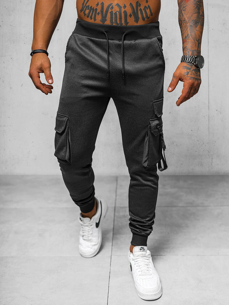 Spodnie dresowe męskie czarne OZONEE O/MM230001