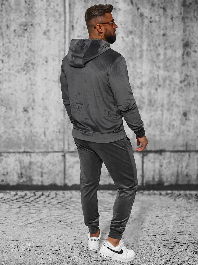 Komplet dresowy męski welurowy grafitowy OZONEE JS/8C1169/6