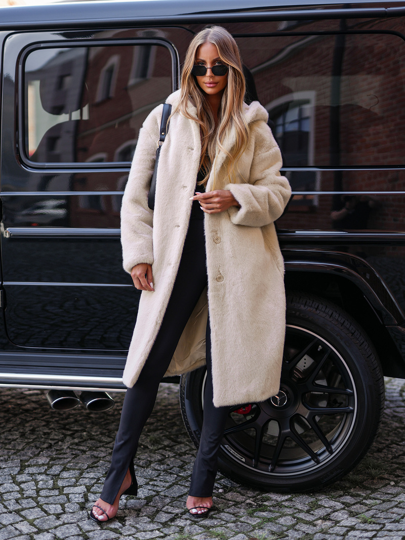 Жіноча хутряна зимова куртка Бежева OZONEE JS/11Z8250