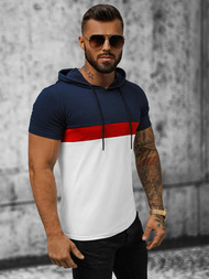 T-Shirt męski z kapturem granatowy OZONEE JS/8T982