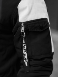 Kurtka zimowa męska parka z futerkiem czarno-biała OZONEE O/5832/22Z