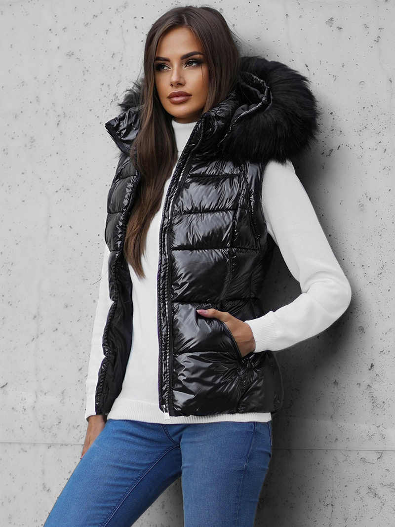 Стьобаний жіночий жилет чорний OZONEE O/DK027/1Z