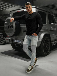 Spodnie jeansowe męskie slim fit jasno-niebieskie OZONEE O/EM8889Z