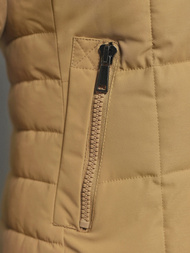 Kurtka zimowa damska długa z futerkiem beżowa OZONEE JS/16M9119/62