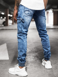 Spodnie jeansowe joggery męskie niebieskie OZONEE O/TF039Z