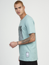 T-Shirt męski z nadrukiem miętowy OZONEE MR/21513
