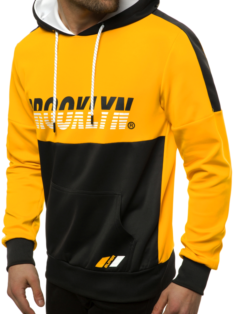 Bluza z kapturem męska żółto-czarna OZONEE JS/DD20127