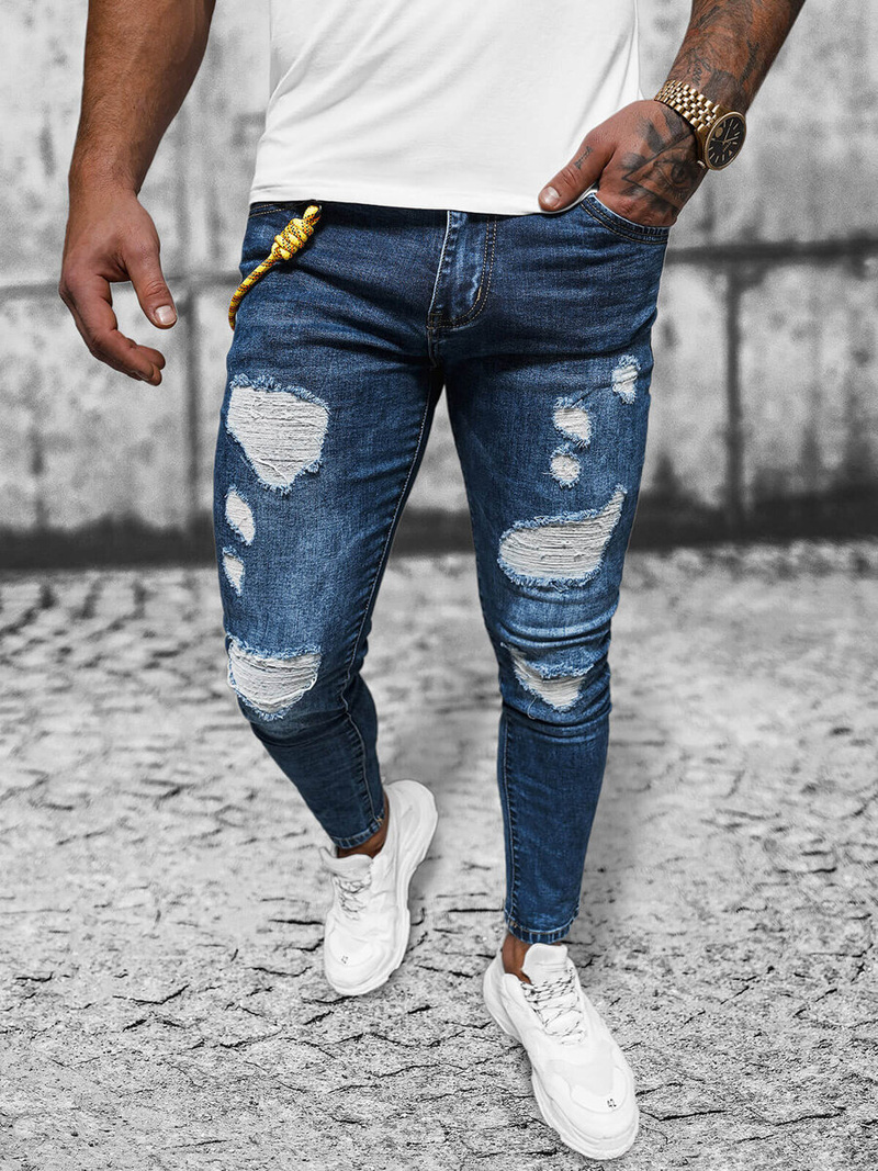 Spodnie jeansowe męskie niebieskie OZONEE DR/TF224