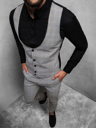 Komplet męski - kamizelka I spodnie chino szare OZONEE DJ/5552