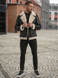 Kurtka skórzana męska czarna OZONEE JS/11Z8273