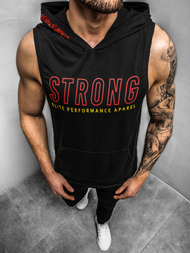 T-Shirt z kapturem męski czarny OZONEE MAD/2992Z