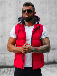 Kamizelka męska pikowana z kapturem czerwona OZONEE JS/5M758/270