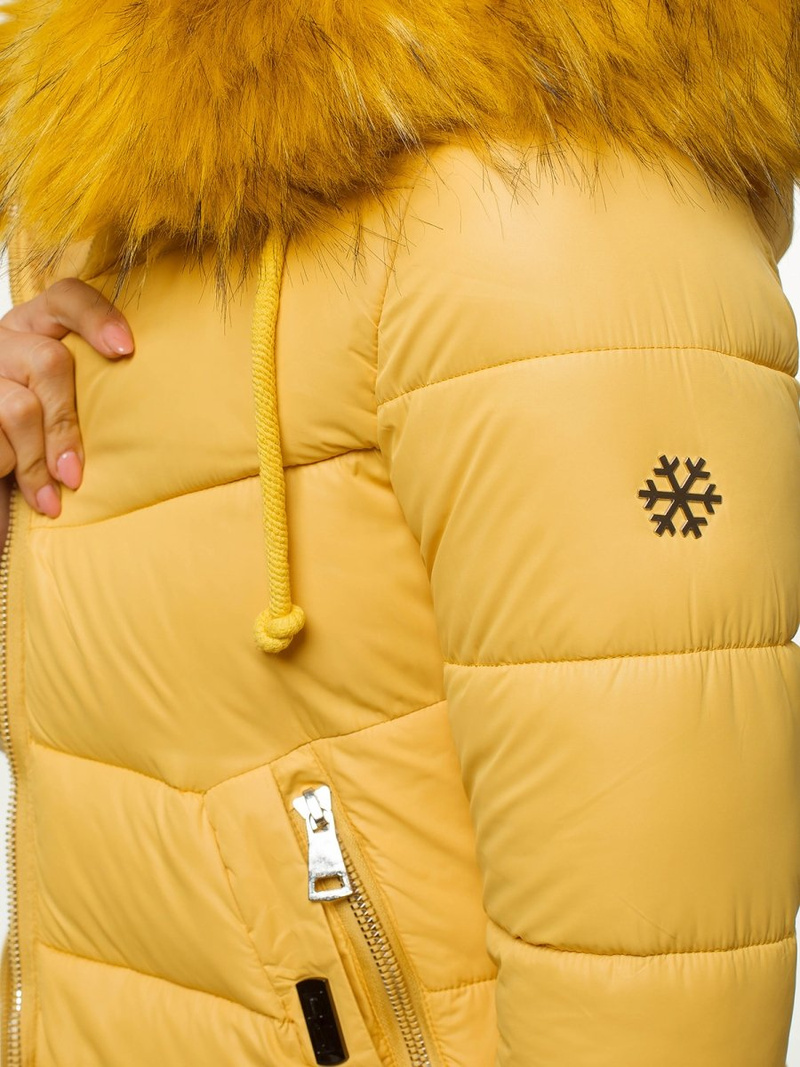 Kurtka zimowa damska parka z futerkiem jasno-camelowa OZONEE O/SW028/46