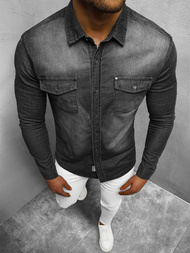 Чоловіча джинсова сорочка Чорна OZONEE NB/MC705N