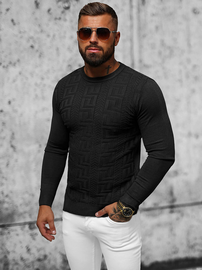 Sweter męski czarny OZONEE O/ZZ190126