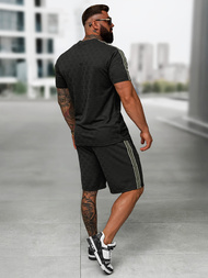 Komplet dresowy męski krótki czarny OZONEE O/QQ1608AB