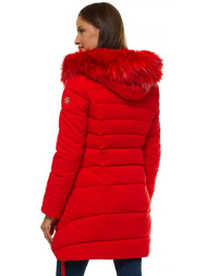 Kurtka zimowa damska parka z futerkiem czerwona OZONEE O/SW029/4