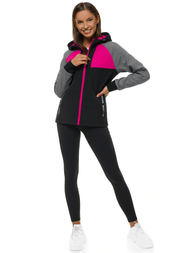 Kurtka softshell damska z kapturem czarna OZONEE JS/HD184/1