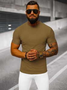 T-shirt męski slim fit brązowy OZONEE NB/MT3001
