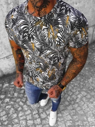 T-Shirt męski biało-czarny OZONEE O/BL61Z